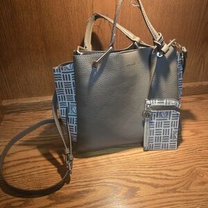 Anne Klein Gray and White Tote Set